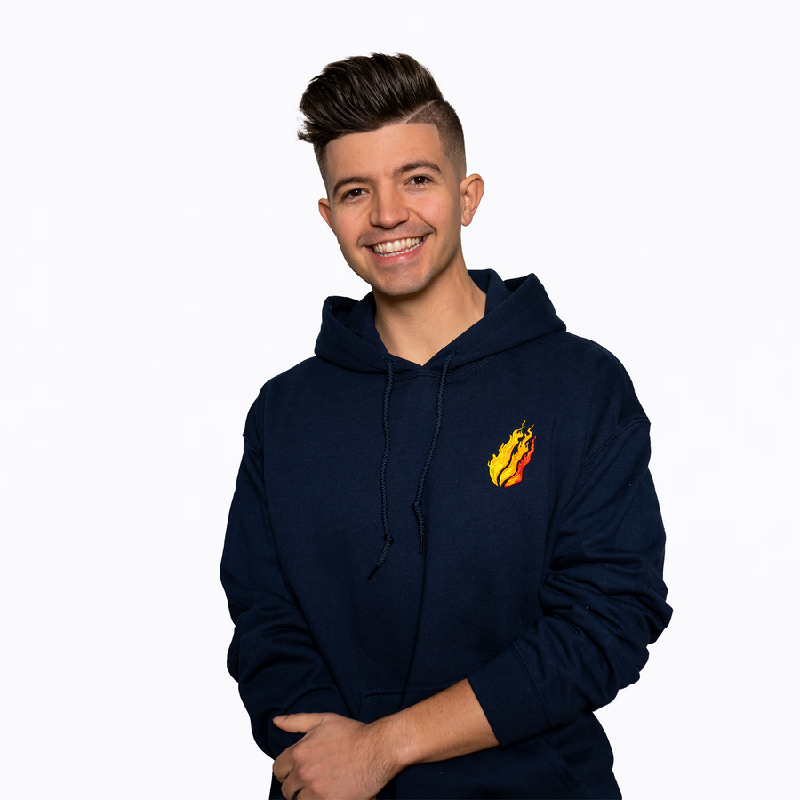 Navy Small Flame Hoodie