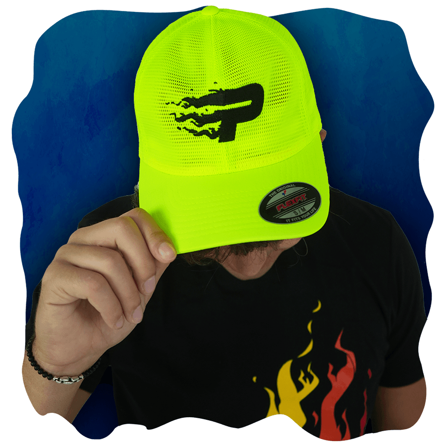 Neon Yellow Hat with Flame - Fire Merch